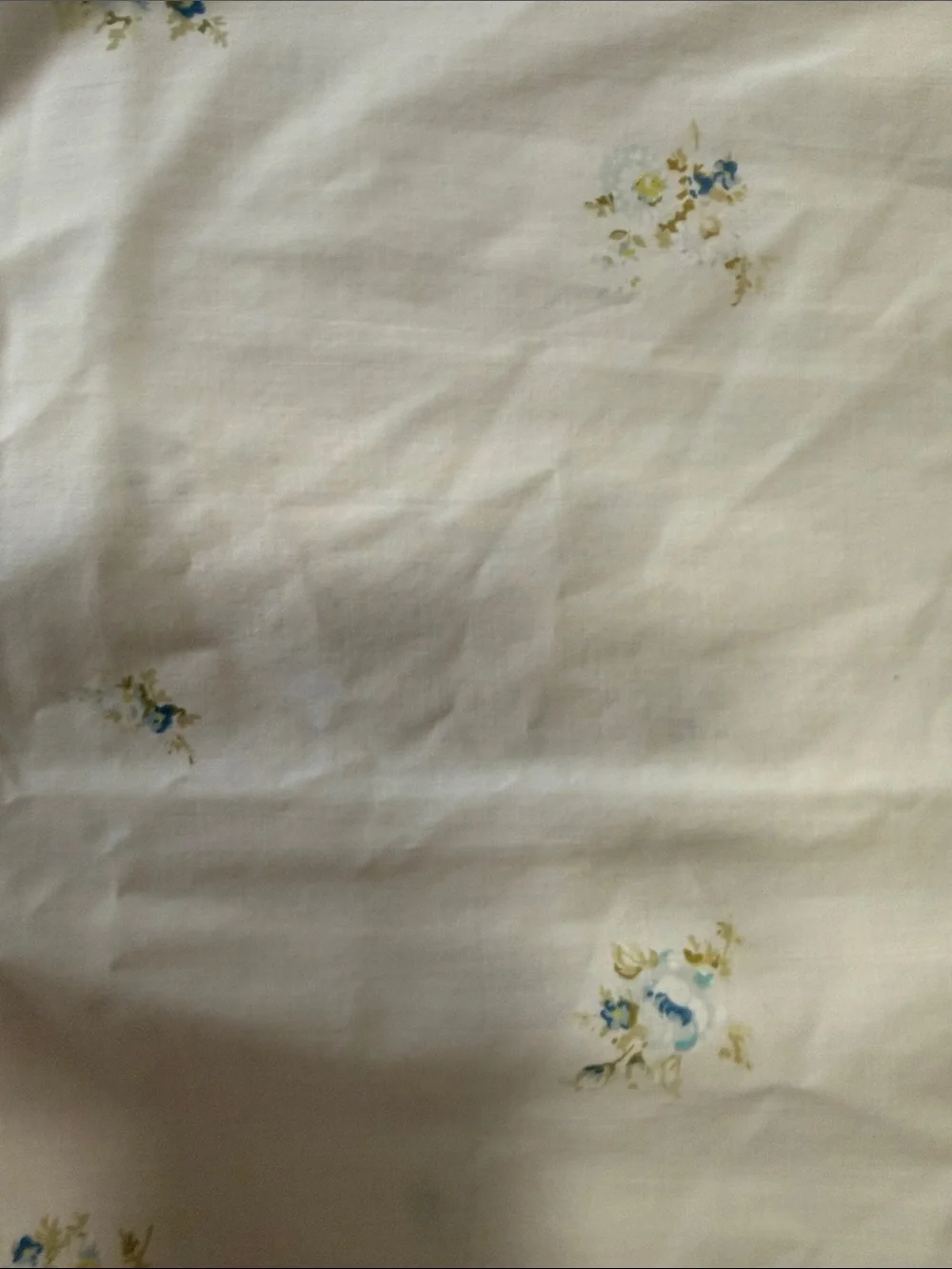 Floral king vtg pillow slip in White and Blue